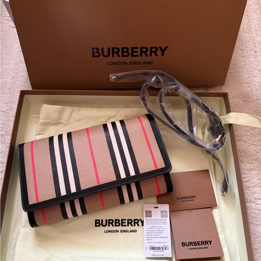 Burberry Beige and Black Striped Accessory